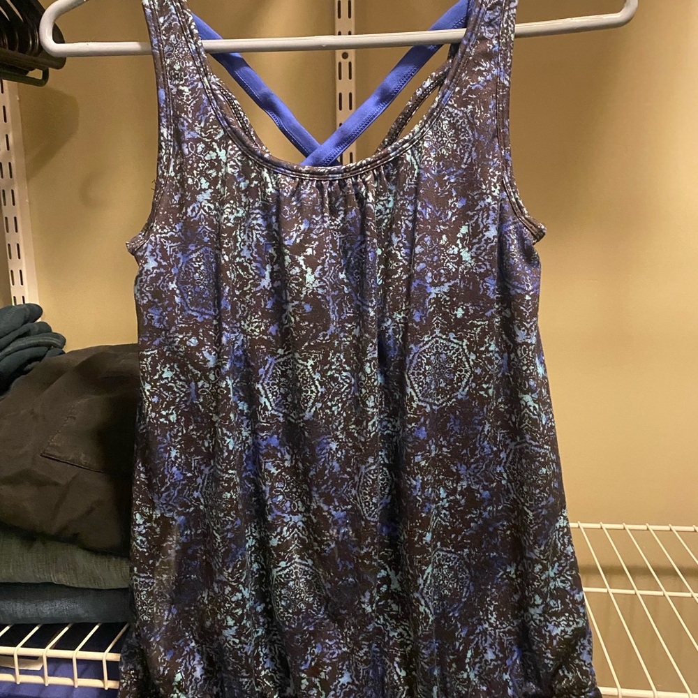 Women's Blue Patterned Tank Top